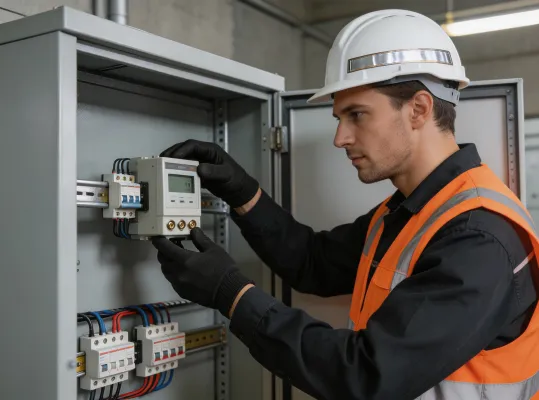SunVolt engineer commissioning energy meters on site